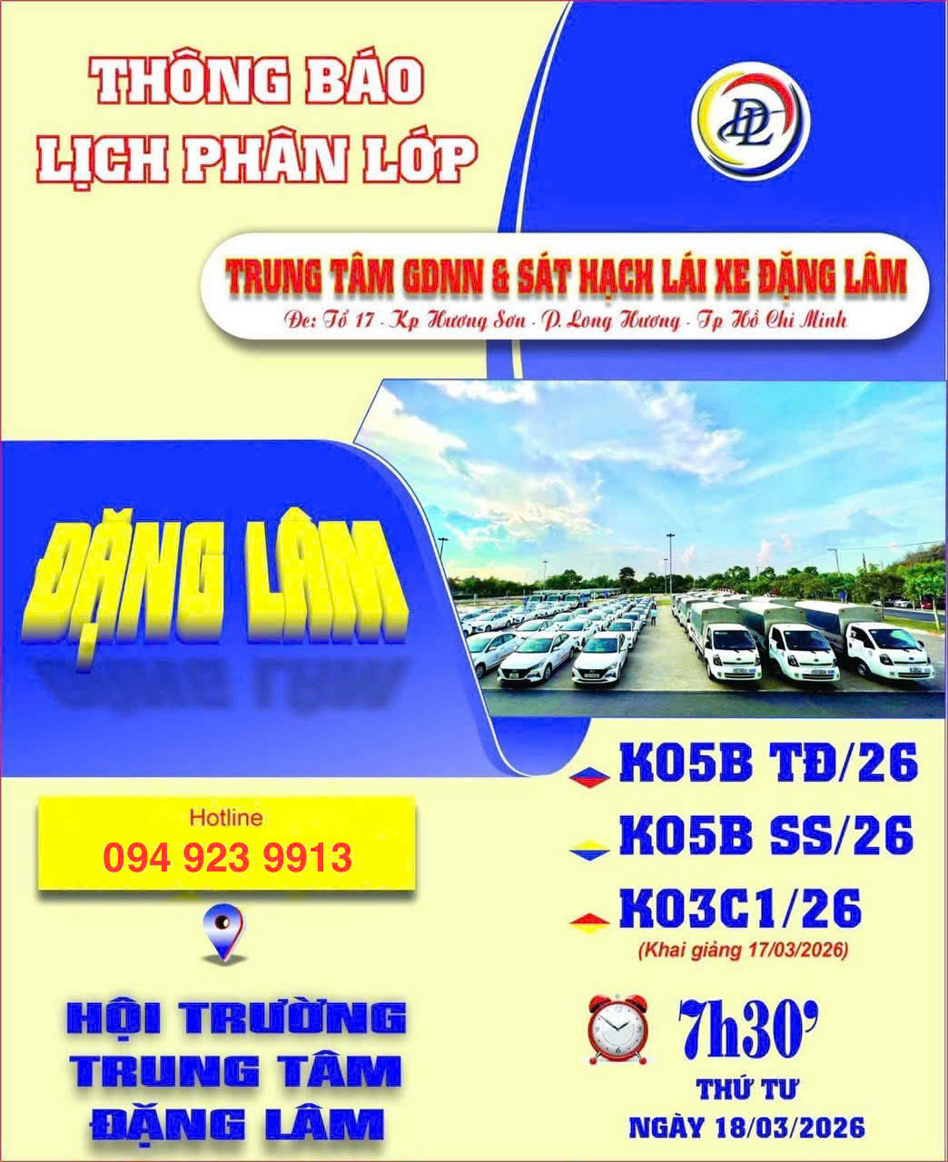 Lưu ý quan trọng cho ngày thi tốt nghiệp và sát hạch trung tâm Đặng Lâm.